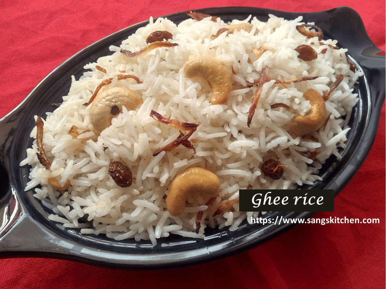 Ghee rice Ghee pulao Simple ghee pulav sangskitchen