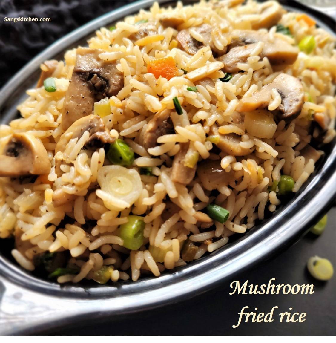Mushroom fried rice Indo Chinese fried Mushroom rice sangskitchen